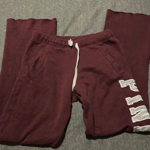 Burgundy boyfriend style Victoria’s Secret pink sweats size can